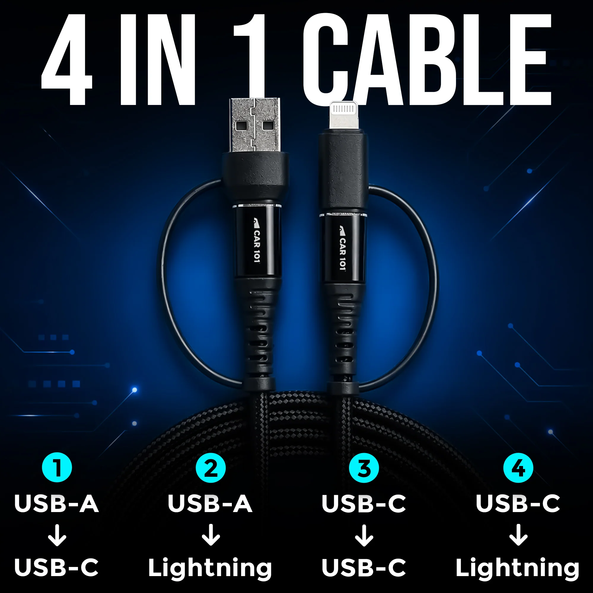 CAR101 Turbo Fast 65W Car Charge with 4 in 1 Cable - Image 10