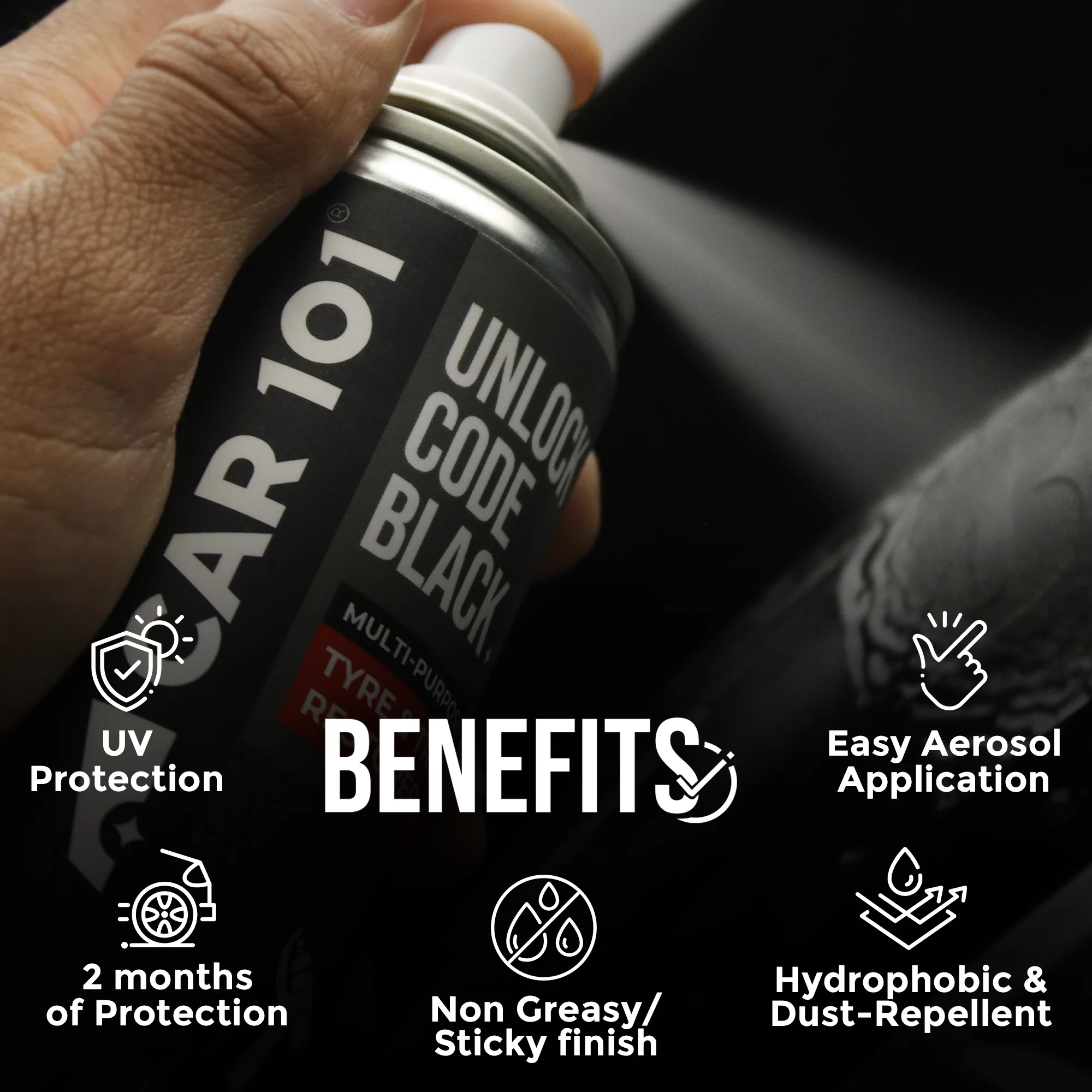 CAR101 Tyre & Trim Restorer Spray Coating - Image 3