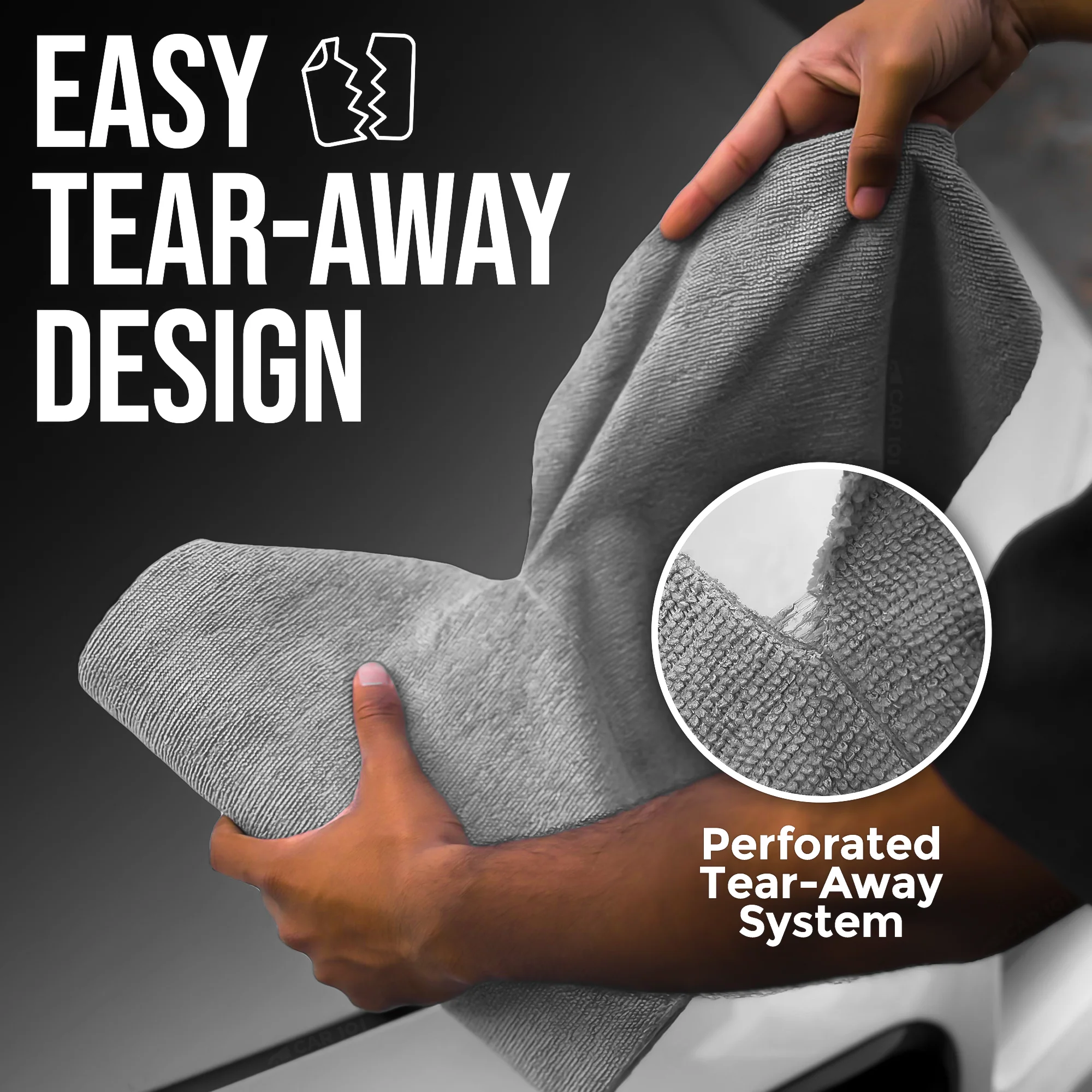 CAR101 Rip Rolls | 220 GSM Microfiber Towel Roll | 20 Units/Roll of tearable & reusable microfibre towels. - Image 5